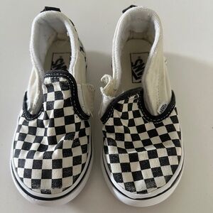 Vans Slip-On Checkerboard Skate Shoe Toddler - Black / White